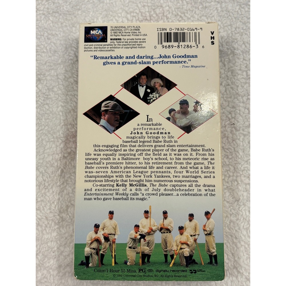 The Babe VHS 1992 John Goodman Baseball Movie New York Yankees MCA Universal - Picture 2 of 4